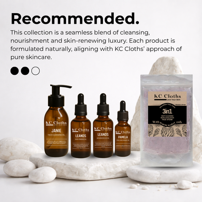 KC Cloths Collection Pack with light pink face cloth and skincare oils