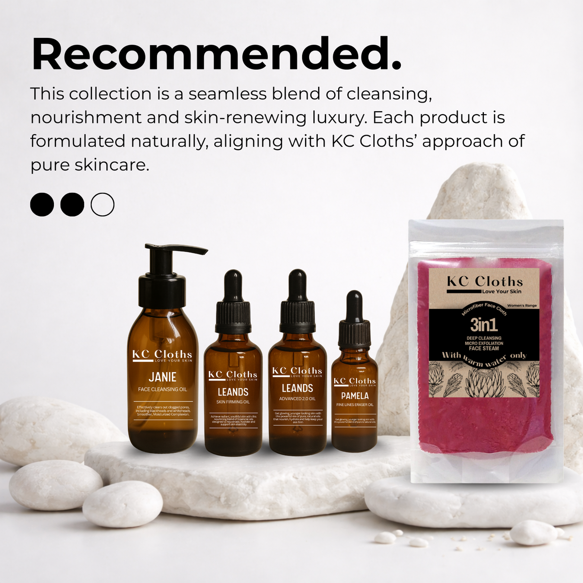 KC Cloths Collection Pack with red face cloth and skincare oils