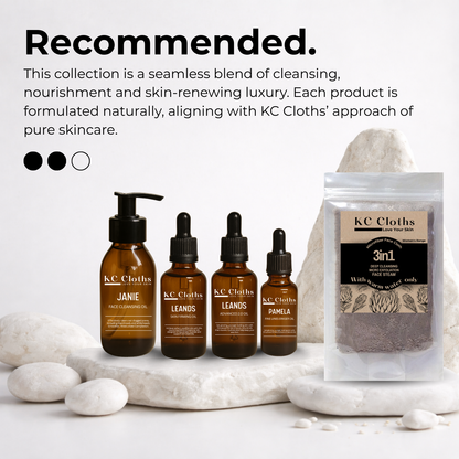 KC Cloths Collection Pack with stone face cloth and skincare oils